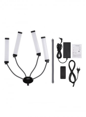 Four Arm LED Video Lamp with Flexible Hoses for Photography Black/White