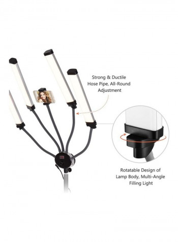 Four Arm LED Video Lamp with Flexible Hoses for Photography Black/White