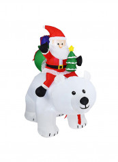 LED Light Santa Claus Rides A Polar Bear Outdoor Decor Ornament Multicolour 6.5feet