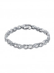 925 Sterling Silver Cubic Zirconia Studded Bracelet Silver/Clear