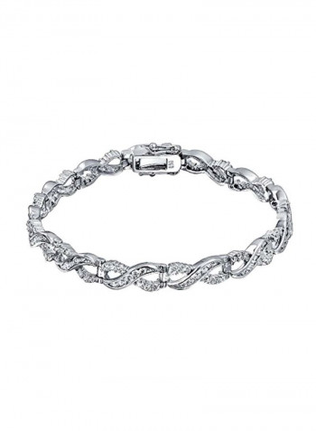 925 Sterling Silver Cubic Zirconia Studded Bracelet Silver/Clear