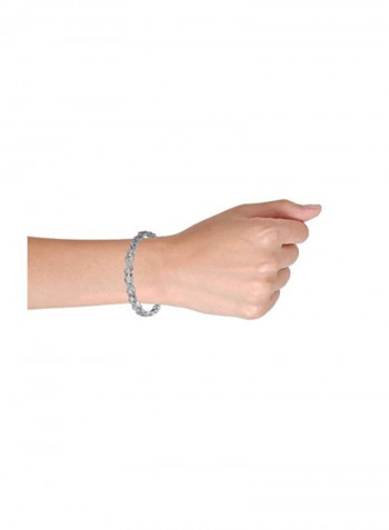 925 Sterling Silver Cubic Zirconia Studded Bracelet Silver/Clear