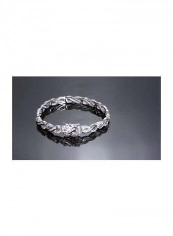 925 Sterling Silver Cubic Zirconia Studded Bracelet Silver/Clear
