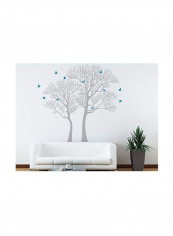 Nature Twin Tree Patterned Wall Sticker Grey/Blue 83x86inch