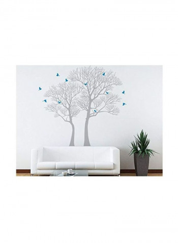 Nature Twin Tree Patterned Wall Sticker Grey/Blue 83x86inch