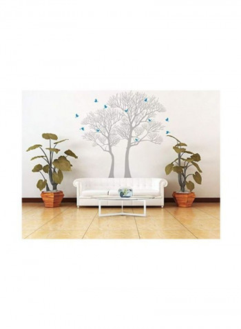 Nature Twin Tree Patterned Wall Sticker Grey/Blue 83x86inch
