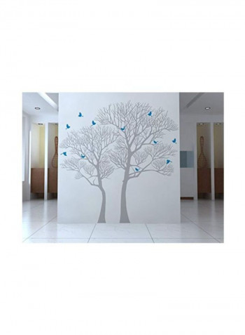 Nature Twin Tree Patterned Wall Sticker Grey/Blue 83x86inch