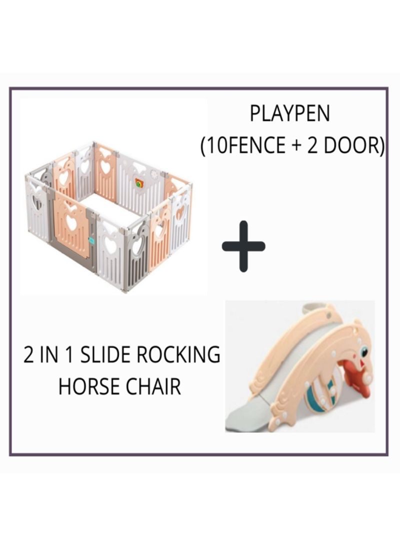 2-In-1 Slide Rocking Horse Chair And Playpen