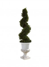 Cedar Spiral With Urn Green/White