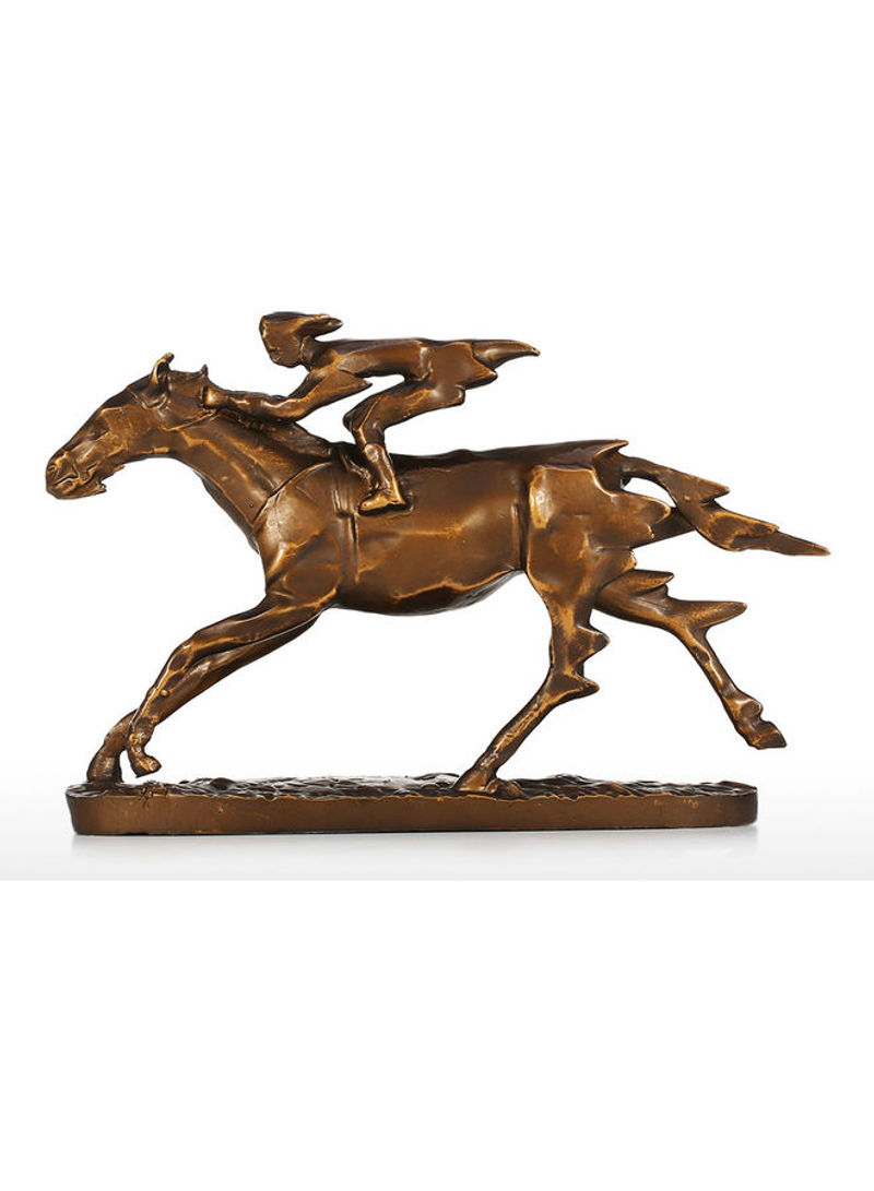 Knight On Cavalry Horse Sculpture Decor Bronze 30 x 7 x 21cm