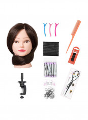 Manikin Doll Head With Table Clamp Stand And Tools Pack Multicolour
