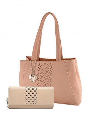 Polyester Blend Shoulder Bag With Wallet Orange