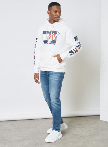 MTV Long Sleeve Hoodie White