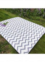 Simple Wavy Striped Pattern Area Rug Grey/White 140x200centimeter