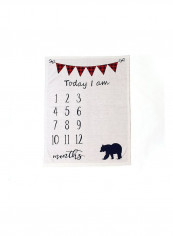 Baby's Crawling Mat Milestone Knit Number Animal Photo Blanket