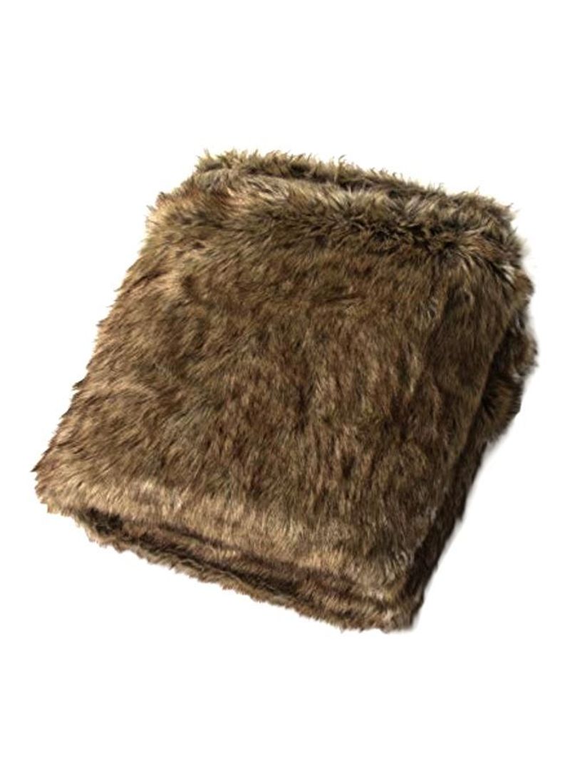 Faux Fur Throw Blanket Polyester Coyote 58x60inch