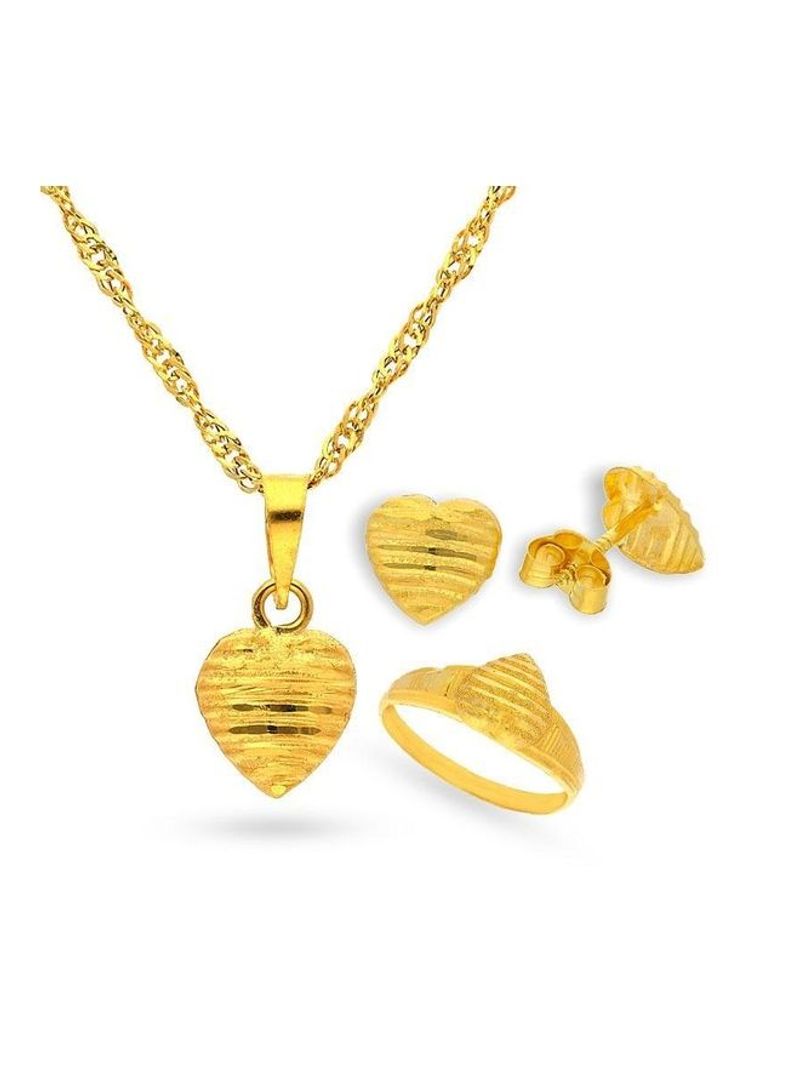 Gold Heart Pendant Set Gold