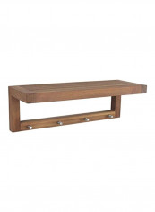 Wall Shelf With Hooks Brown 24x9x8inch