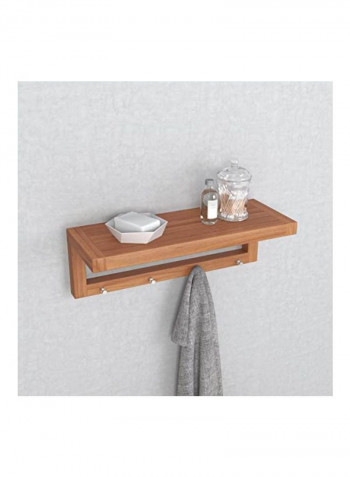 Wall Shelf With Hooks Brown 24x9x8inch