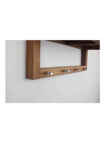 Wall Shelf With Hooks Brown 24x9x8inch