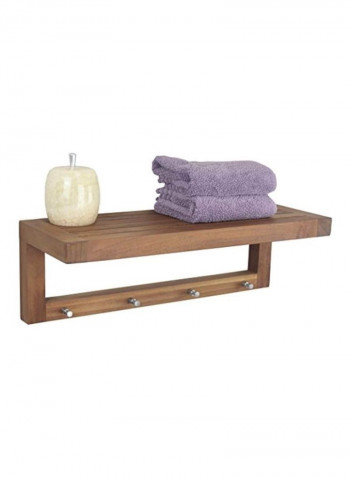 Wall Shelf With Hooks Brown 24x9x8inch