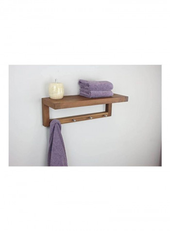 Wall Shelf With Hooks Brown 24x9x8inch