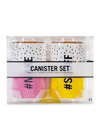 2-Piece Ceramic Canister Set Yellow/White/Pink 3.5x9.5x6.5inch