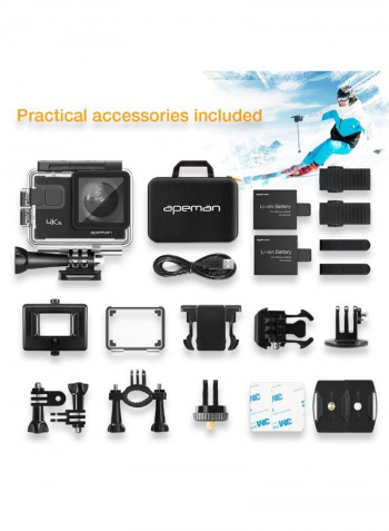 A80 Waterproof Wide Angle Wi-Fi 20MP 4K HD Sports And Action Camera With Accessory Bundle