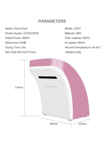Air Purifier With Hand Dryer 850W H32013EU-P Pink/White