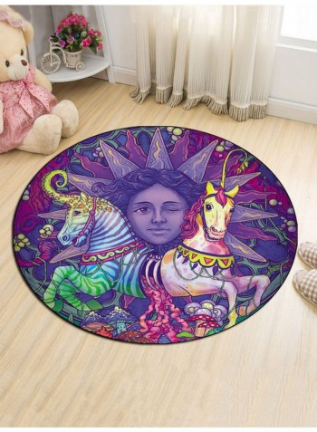 Colourful Horse Pattern Floor Mat Multicolour 140cm