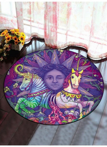 Colourful Horse Pattern Floor Mat Multicolour 140cm