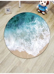 Creative Sea Wave Pattern Round Floor Mat Multicolour 140x140cm
