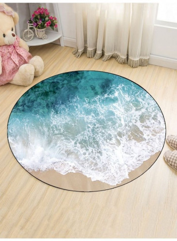 Creative Sea Wave Pattern Round Floor Mat Multicolour 140x140cm