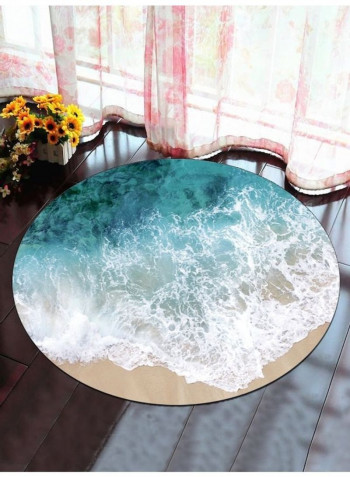 Creative Sea Wave Pattern Round Floor Mat Multicolour 140x140cm