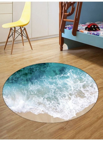 Creative Sea Wave Pattern Round Floor Mat Multicolour 140x140cm