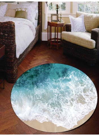 Creative Sea Wave Pattern Round Floor Mat Multicolour 140x140cm