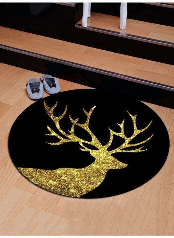 Deer Printed Floor Mat Black/Gold 140cm