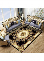 European Luxurious Retro Style Living Room Floor Carpet Black/Brown/Yellow 140x200cm