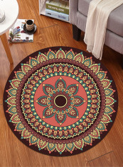 Modern Ethnic Style Anti-Slip Round Mat Multicolour 140x140centimeter