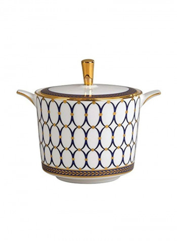 Renaissance Sugar Bowl White/Gold/Blue 1x1x1inch
