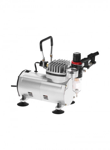 Professional 3 Airbrush Kit With Air Compressor Multicolour 24.5x13.5x17centimeter