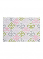 Printed Handmade Area Rug Pink/Green/Grey 91x55x0.8inch