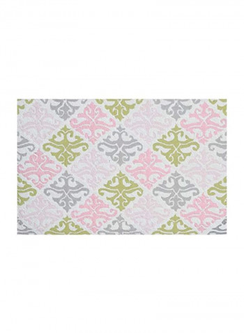 Printed Handmade Area Rug Pink/Green/Grey 91x55x0.8inch