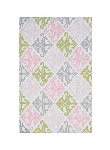 Printed Handmade Area Rug Pink/Green/Grey 91x55x0.8inch