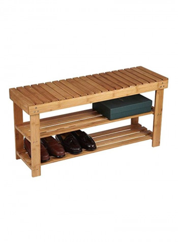 Bamboo 2-Shelf Storage Bench Seat Beige
