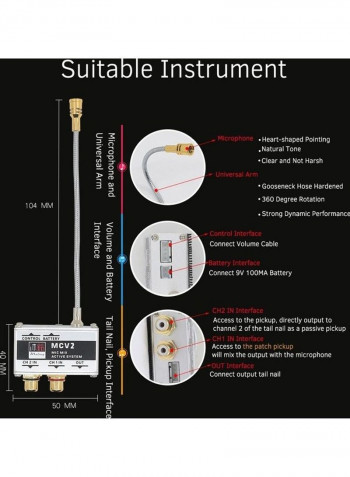 Acoustic Guitar Microphone And Patch Dual Pickup System