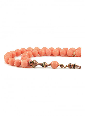 Pink Coral Prayer Beads with Sterling Silver Components