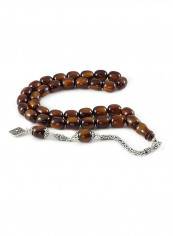 Amber Bakelite Prayer Beads With Sterling Silver Components