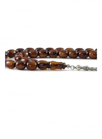 Amber Bakelite Prayer Beads With Sterling Silver Components