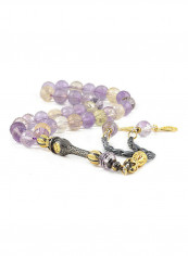 Ametrine Prayer Beads With Sterling Silver Components